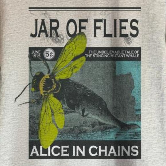 Vintage 1994 Alice In Chains Jar of Flies Concert Light Grey Unisex Tee Shirt - Picture 3 of 4